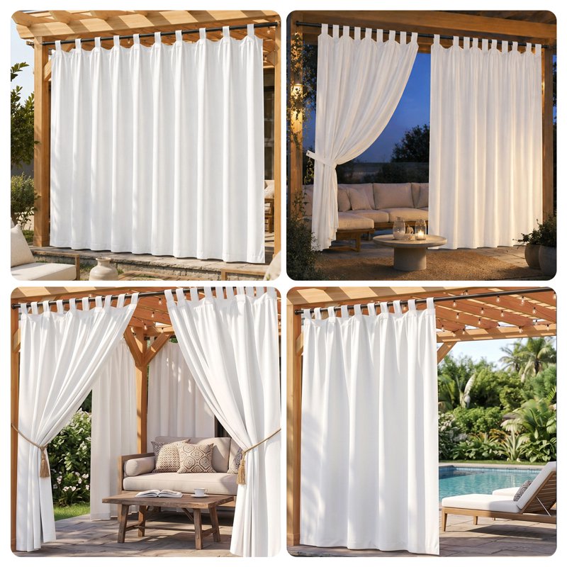 Outdoor Waterproof Curtain Panel for Patio – Blackout, Thermal Insulated, Extra Wide 100"x84"