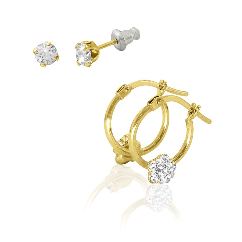 Children's Crystal Earring Set - 10K Gold Filled Hypoallergenic Jewelry