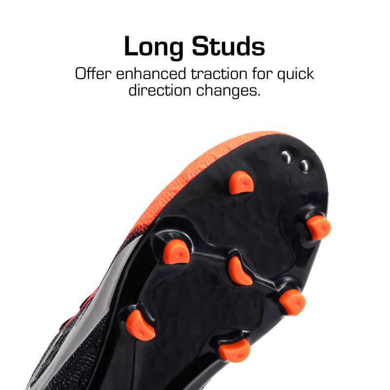Dream Pairs Soccer Cleats for Kids - Black/Orange Ground Youth Training Shoes