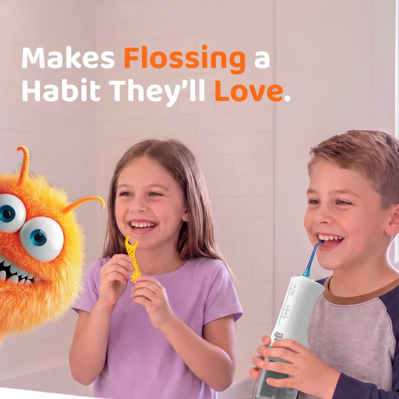 Kids Water Flosser with 4 Modes & Nozzles - Dentist-Approved Oral Care