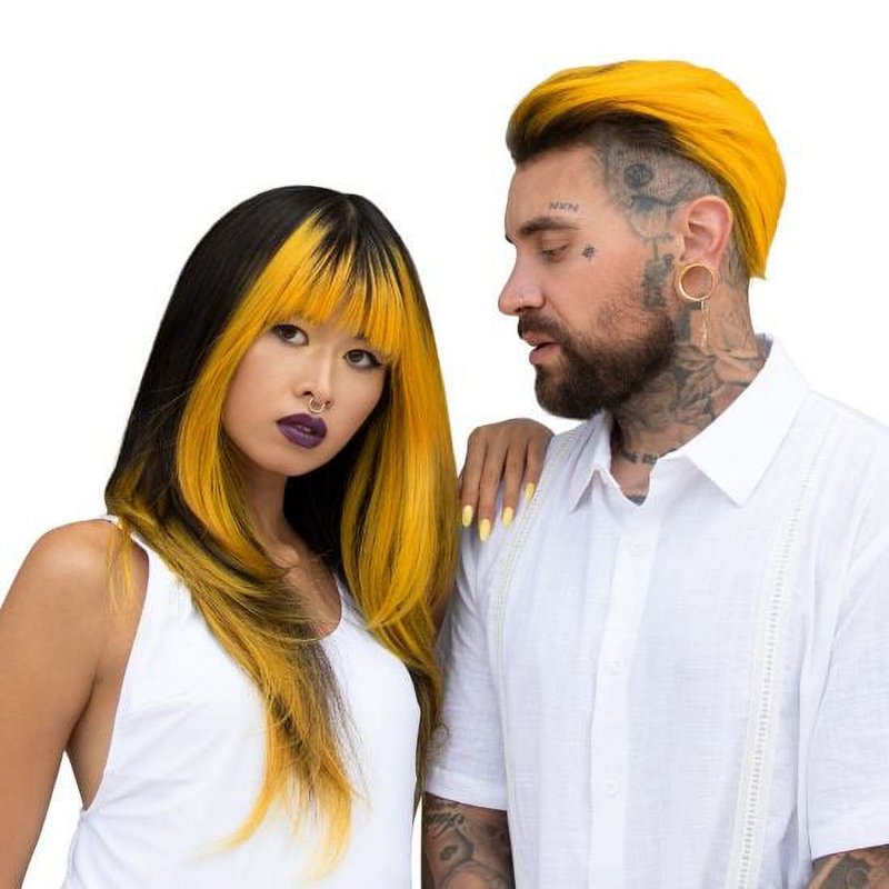 Semi-Permanent Hair Color Kit with Bleach - Vibrant Yellow Hair Dye for Halloween & Creative Styles