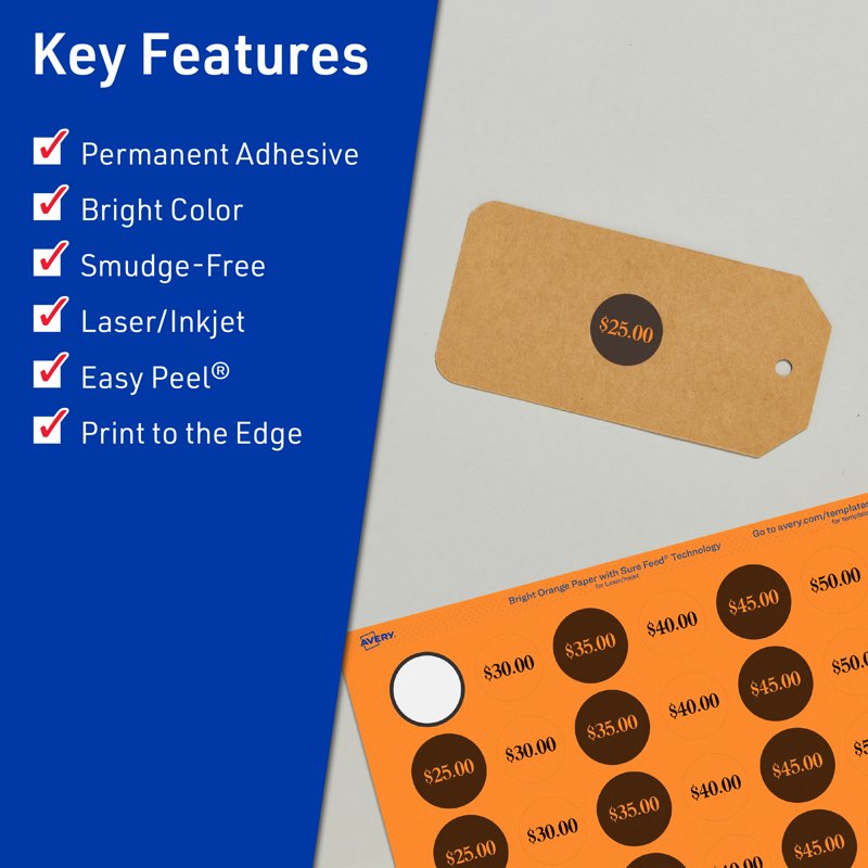 Bright Orange Round Labels - Customizable 0.75" Diameter Sticker Sheets