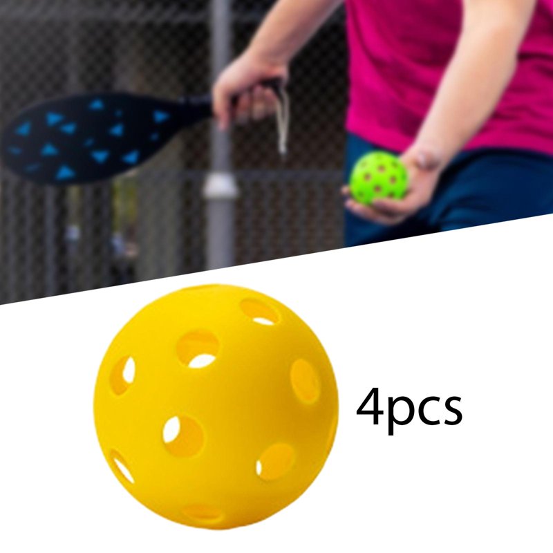 Funtasica Indoor Pickleball Balls 74mm 26-Hole Yellow 4pcs - Sanctioned Tournament Training