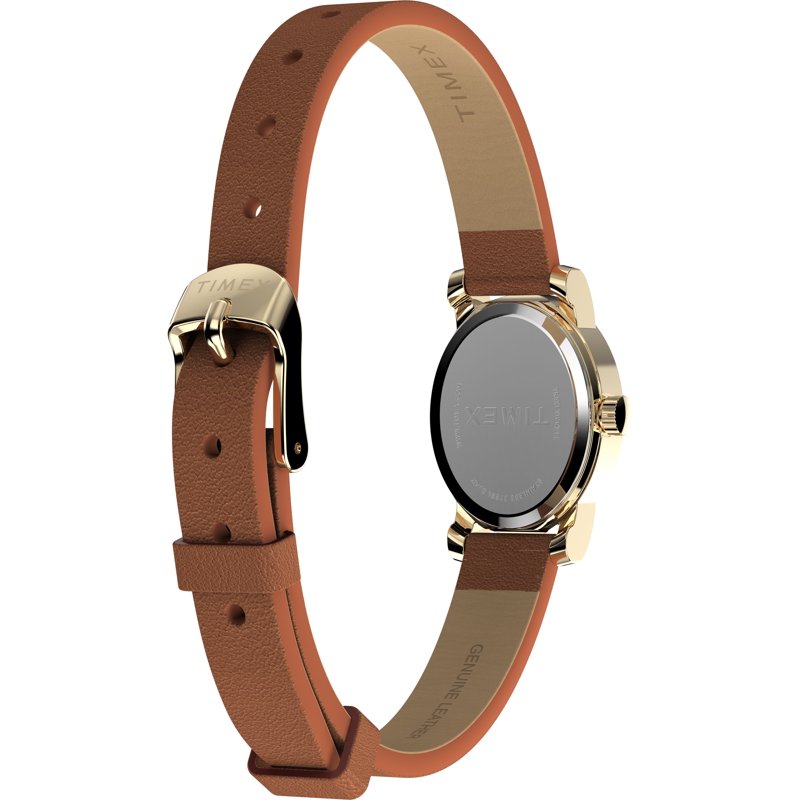 Women's Mother of Pearl Dial Watch with Brown Leather Strap - Gold Tone Case