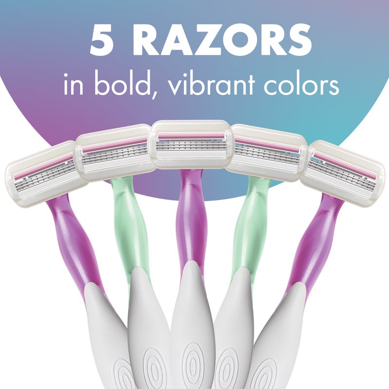 Women’s Disposable 3-Blade Razor Set with Aloe Moisture Strip - Assorted Pack