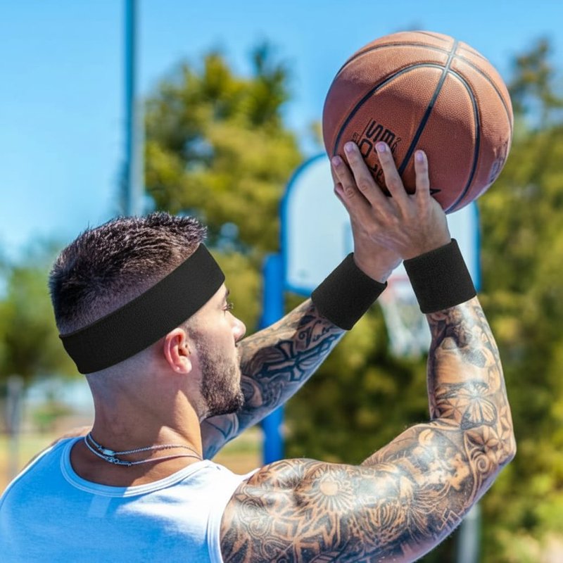 Moisture-Wicking Sports Headbands for Men & Women - Sweat Absorbing Athletic Cotton, Non-Slip Fit for Running, Tennis, Basketball, Gym
