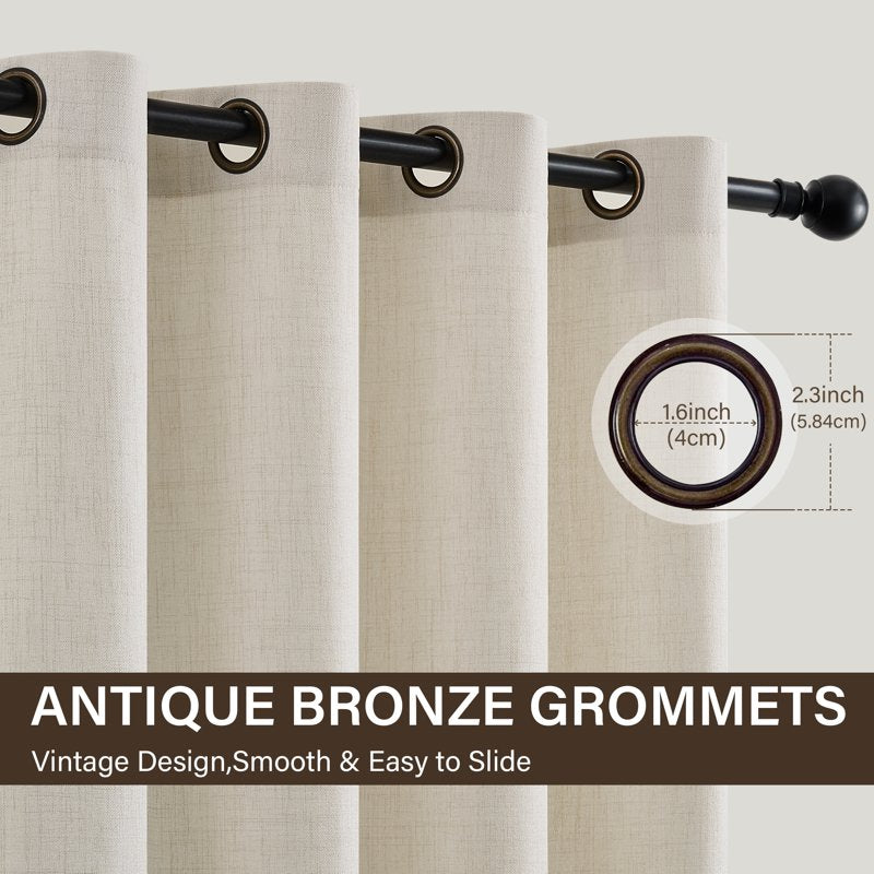 Light Filtering Linen Curtains for Living Room & Bedroom - Semi Sheer Privacy Drapes, 2 Panels