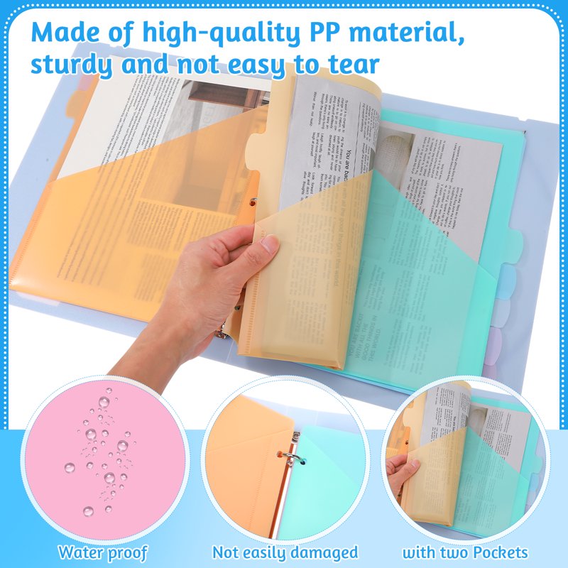 8-Pocket Binder Dividers with Labels for 3 Ring Binders - School Office Organization