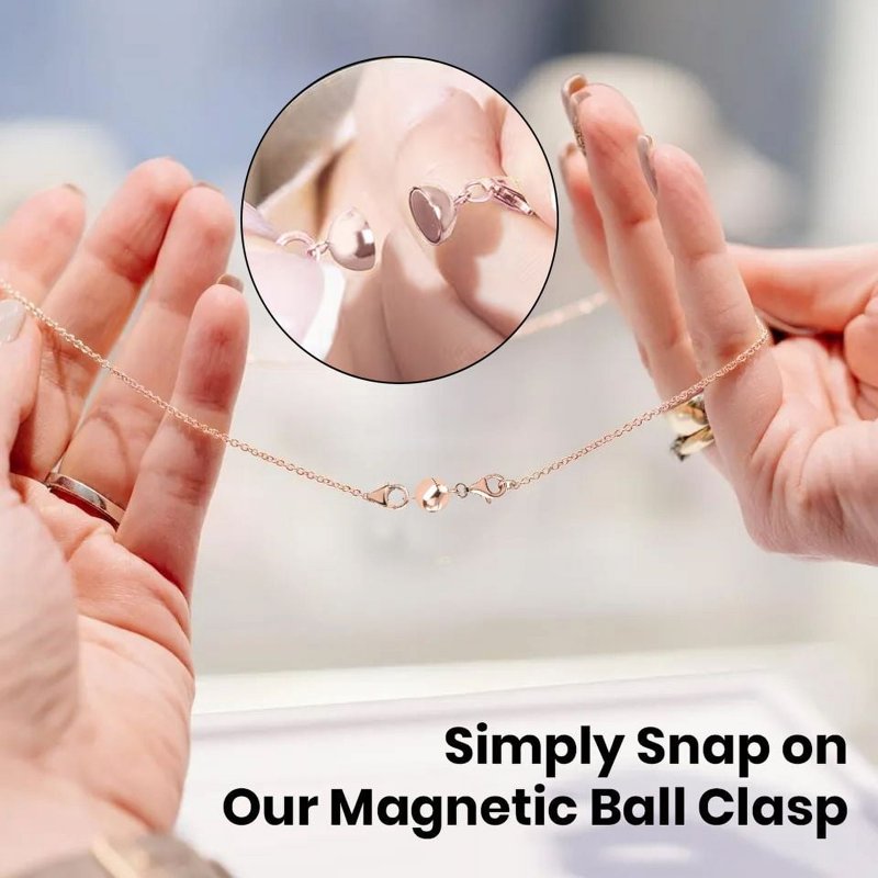 Magnetic Necklace Clasp in 925 Sterling Silver or 14K Rose Gold Plated Jewelry Lock - Women’s Easy-Use Locking Closure