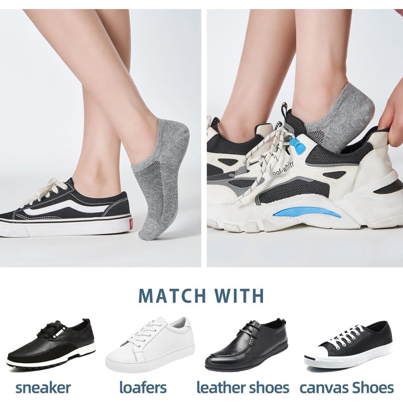 No Show Men Socks 8 Pairs - Thin Low Cut Invisible Liners for Sneakers