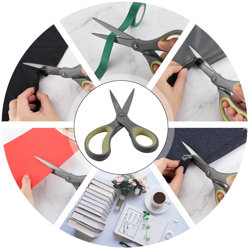 LIVINGO Titanium All-P Purpose Scissors 8 Inch – Green/Gray 2 Pack