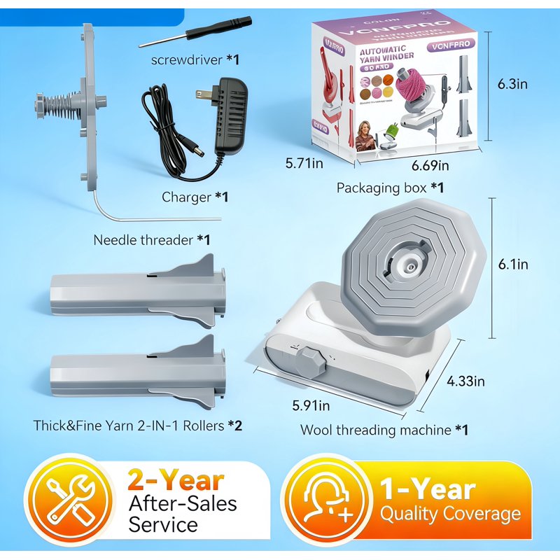 Electric Yarn Winder for Crocheting and Knitting - Automatic, Adjustable Tension