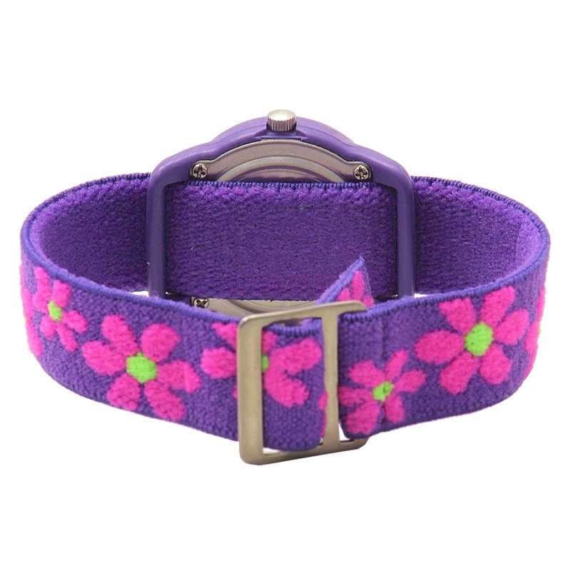 Kids Floral Elastic Fabric Watch with Large Dial and Water Resistance