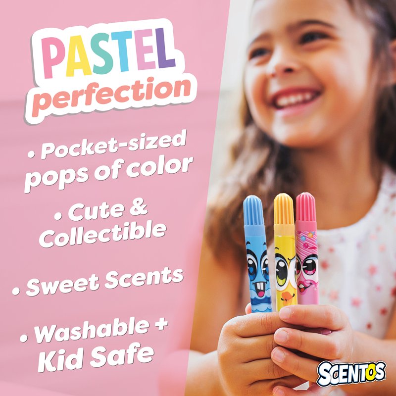 Scentos Fruit Scented Mini Markers for Kids - Washable & Kid Approved, 8 Pack or 16 Pack