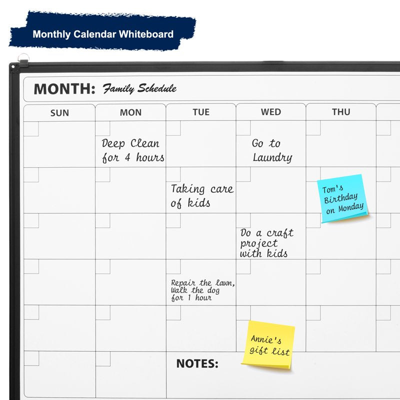 Magnetic Dry Erase Calendar Board 36x24 Inch Wall Whiteboard Organizer