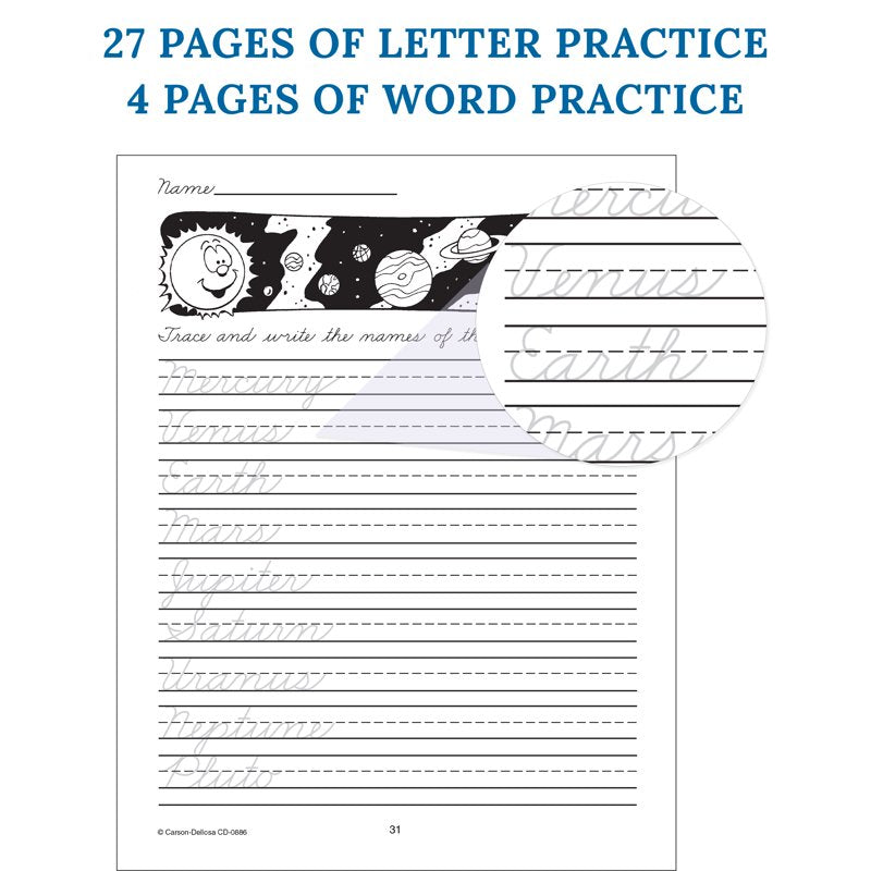 Beginning Cursive Handwriting Practice Book for Grades 2-5 - 32 Pages
