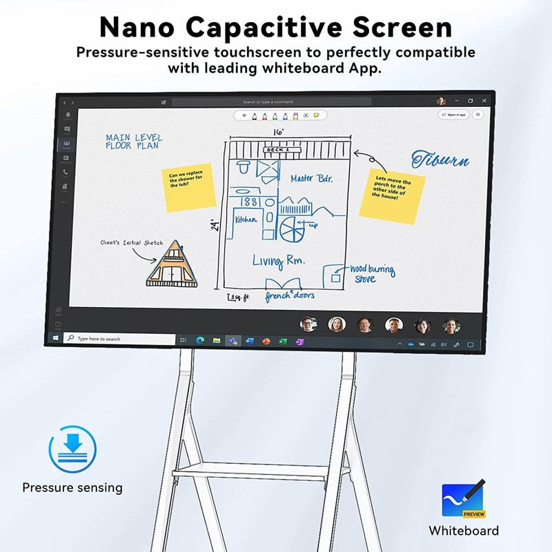 Smart Whiteboard with 4K UHD Display and Auto Framing Camera - 55 Inch, 65 Inch, 75 Inch Variants