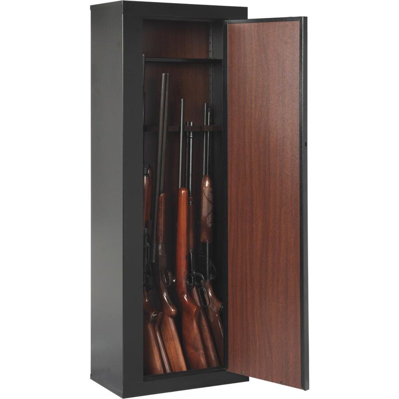 10-Gun Metal Safe Cabinet with Key Lock - Secure Rifle & Shotgun Storage