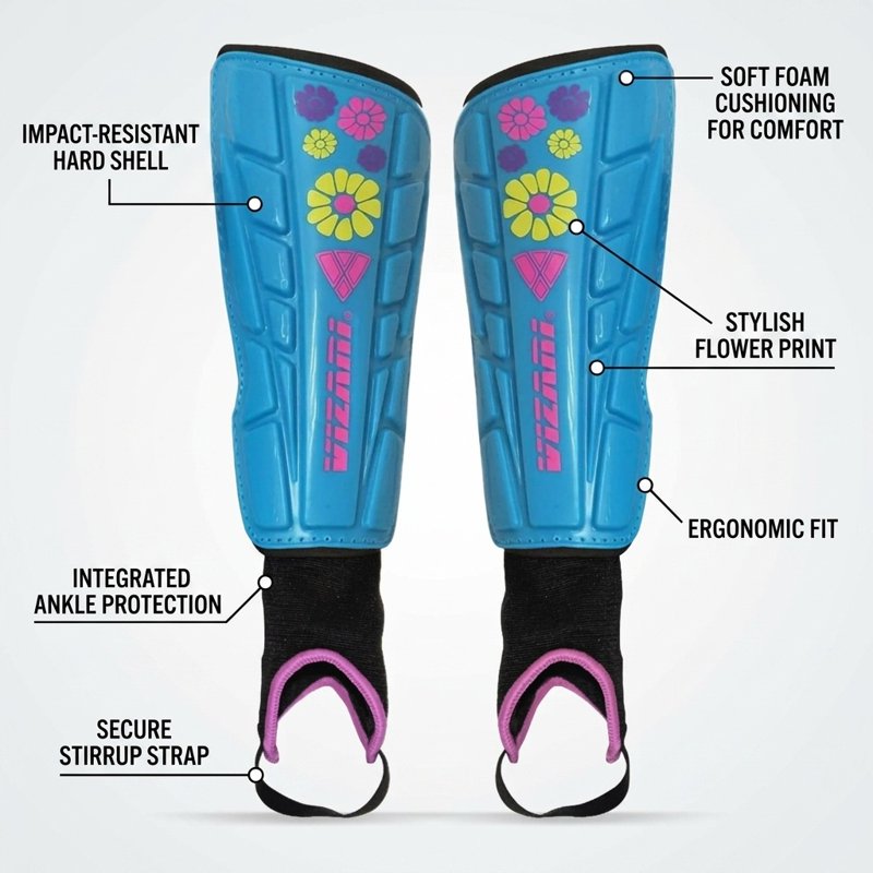 Vizari Blossom Soccer Shin Guards - XXS Blue/Pink – Lightweight Protective Gear