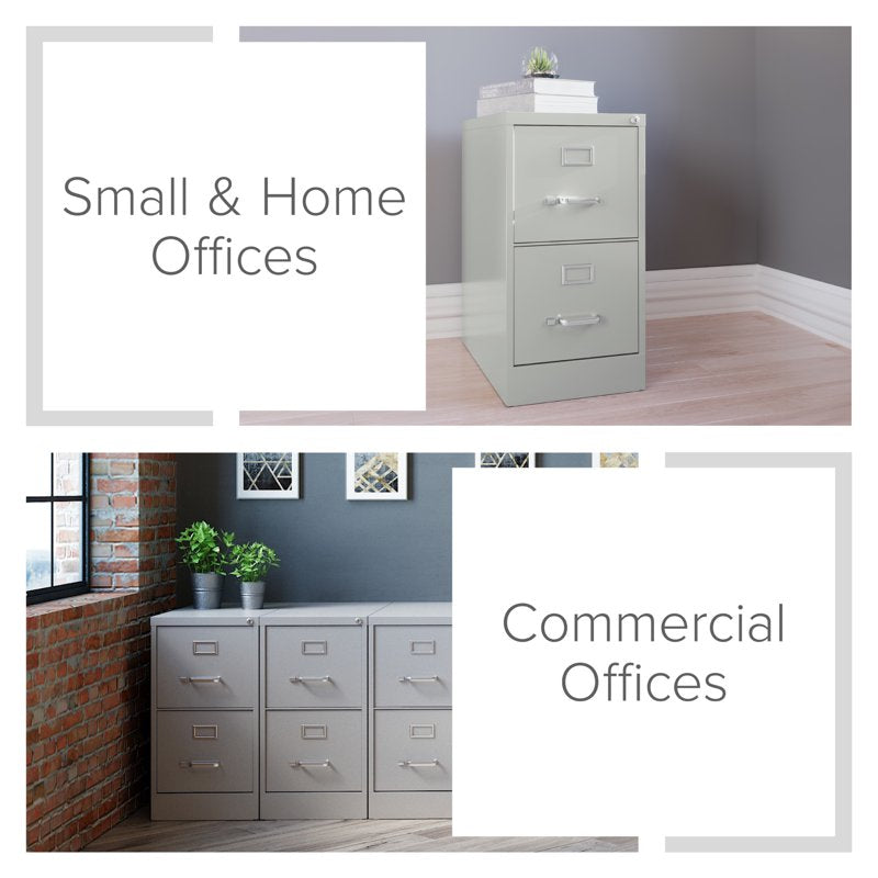Horizontal Metal File Cabinet with Lock & 2 Drawers - Commercial Grade