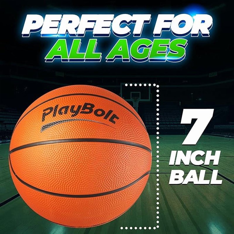 Mini Basketballs Set - 3 Pack 7 Inch Youth Rubber Balls for Indoor Outdoor Play
