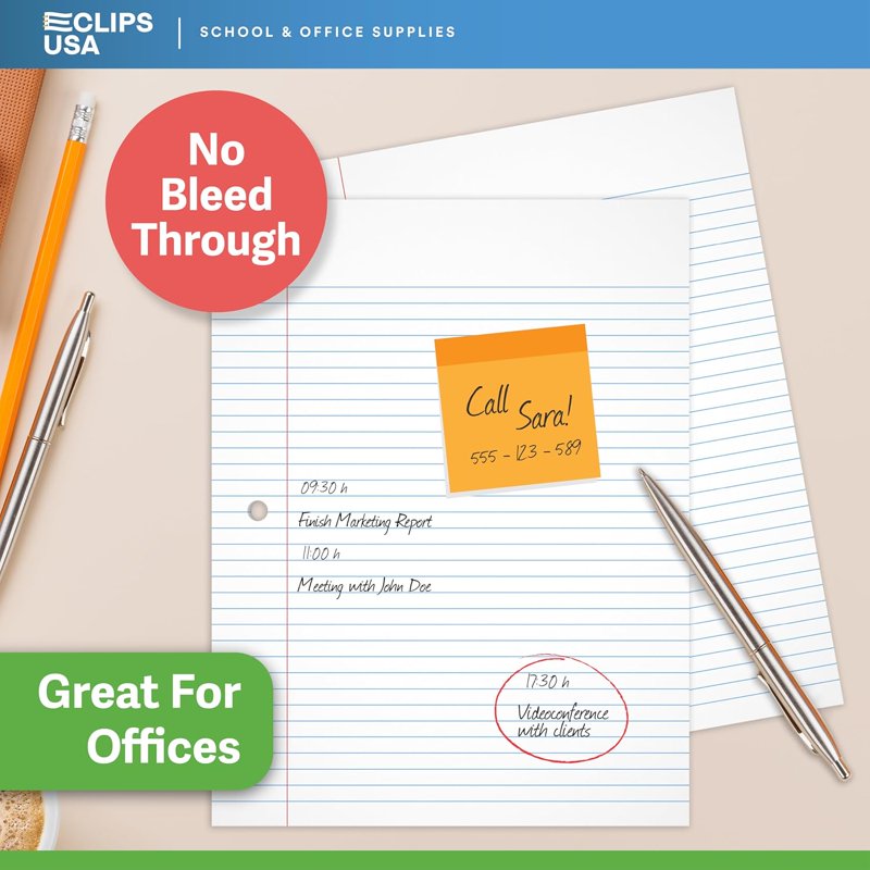 College Ruled Loose Leaf Notebook Paper - 100 Sheets, 12-Pack