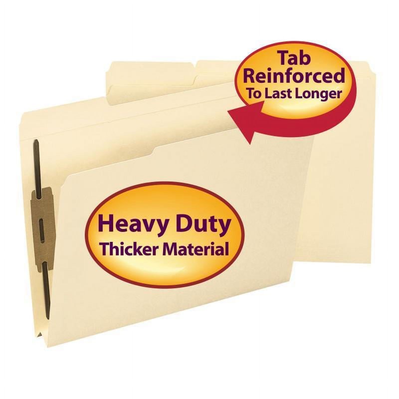 Manila File Folder with 1 1/2 Inch Expansion and Fasteners - Letter Size, 50 Pack
