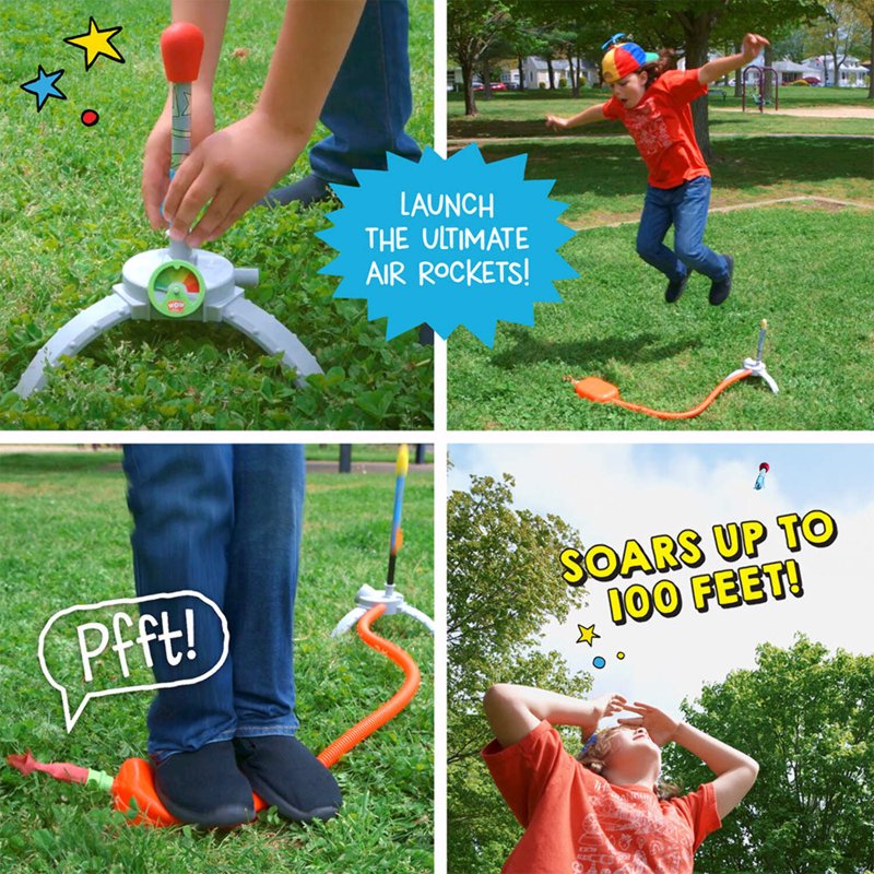 Air-Powered Rocket Science Kit for Kids Ages 4+ - Includes 3 Rocket Designs & Experiments