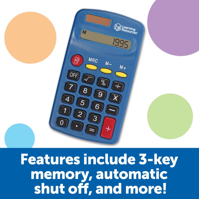 Primary Solar & Battery Powered Calculator Set for Early Math Skills - 10 Pack