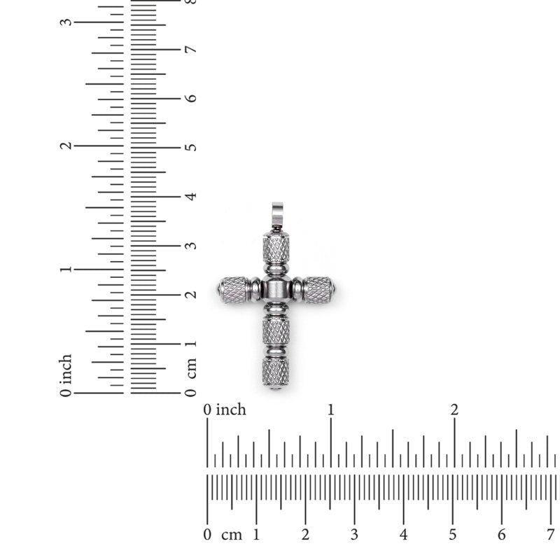 Men's Stainless Steel Barrel Cross Pendant Necklace - Spiritual Jewelry