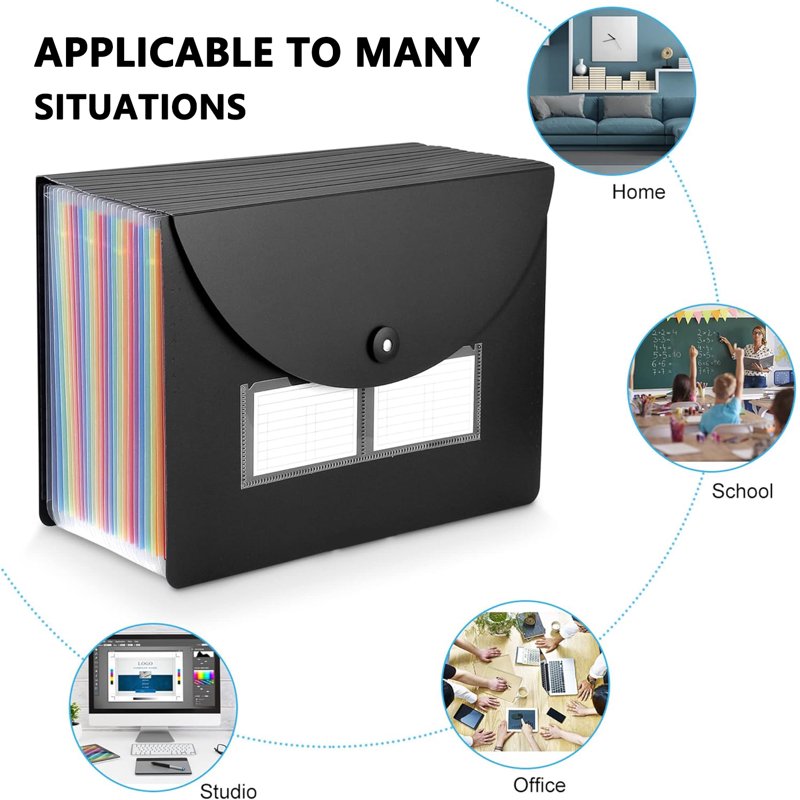 PHANCIR 24-Pocket Accordion File Organizer - Freestanding Paper Folder with Labels, 2 Pack (Variation: 2)