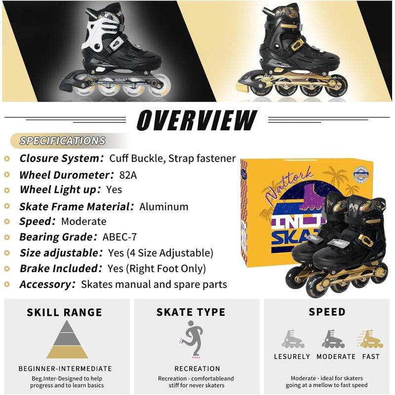 Adjustable Kids Inline Skates with Flashing Wheels for Boys & Girls