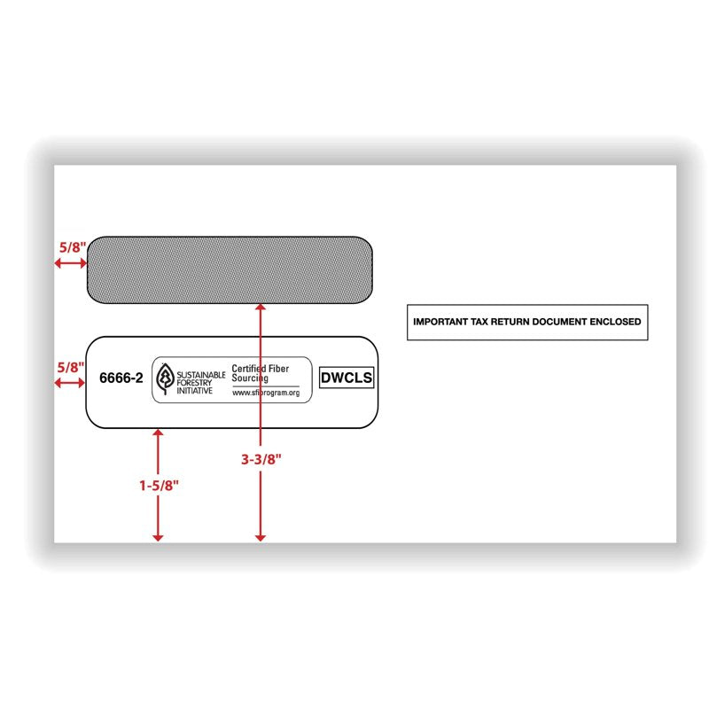 Self-Seal Double-Window Envelopes for W-2 Tax Forms, Pack of 25