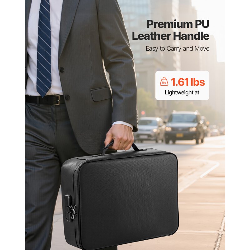 Fireproof Document Storage Box with Lock, Waterproof & Heat-Resistant, Portable Organizer