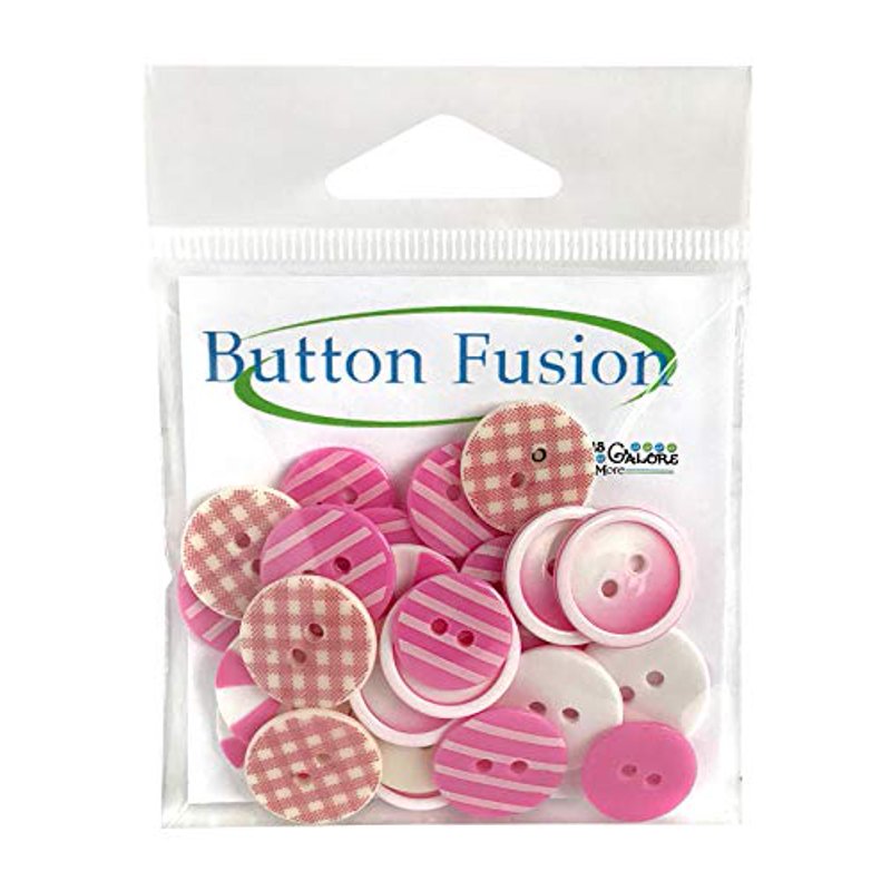 Pink Patchwork Sewing Buttons Set of 60 - 18mm Two Hole Craft Fasteners