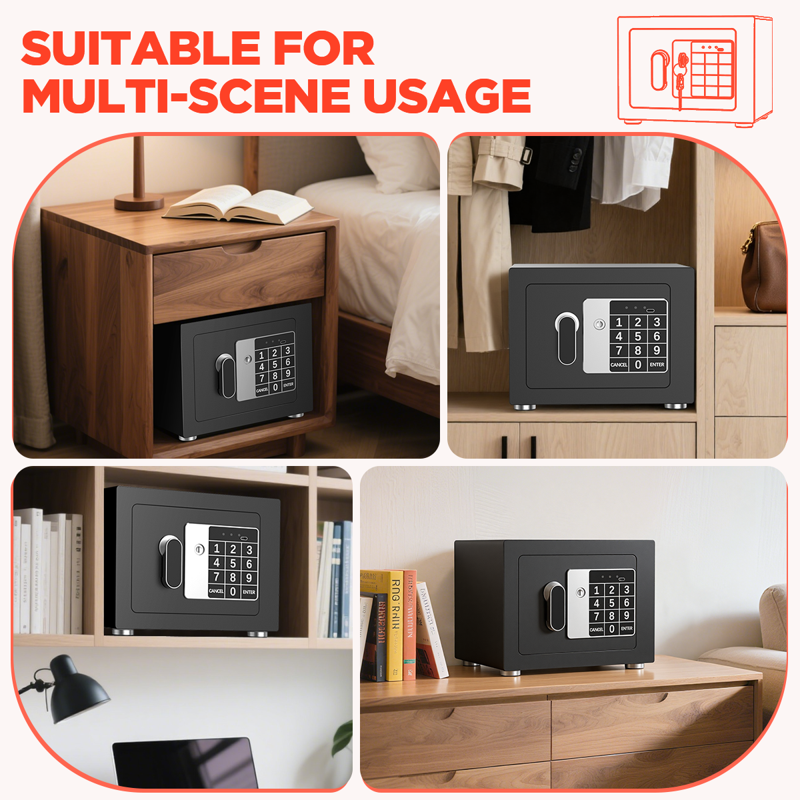 Secure Digital Safe Box with Keypad and USB-C - Reinforced Steel Home Office Security