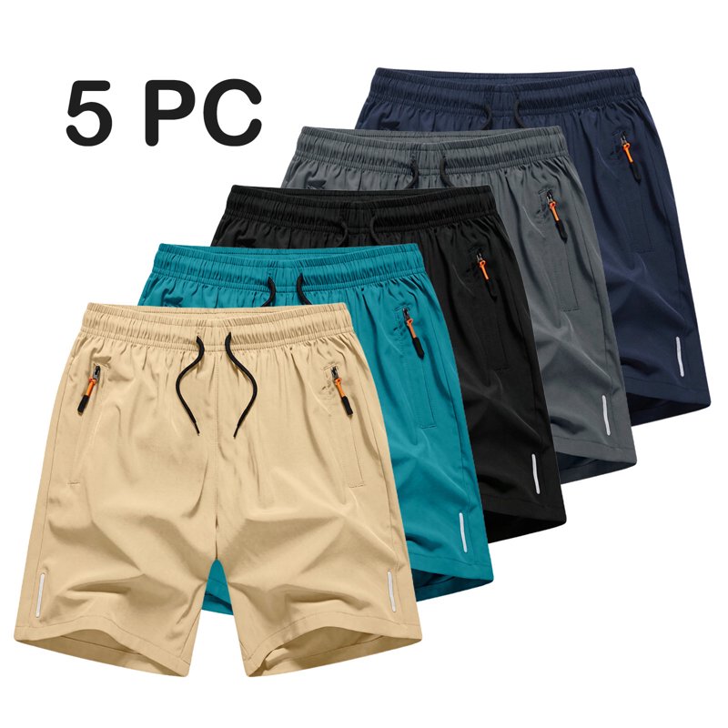 Boys Lightweight Quick-Dry Hiking Shorts 5-Piece Pack Elastic Waist Pockets Z4-Black MKOSPLRT