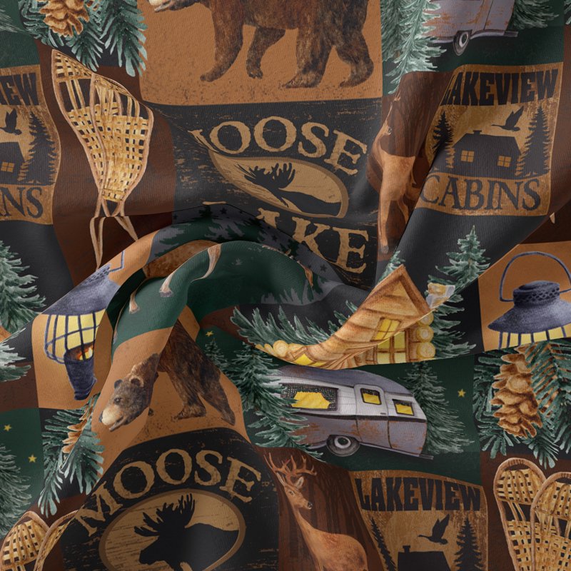 Cotton Quilt Fabric 2-Pack - Moose Lake Multi-Color 44" Wide for Quilting & Sewing