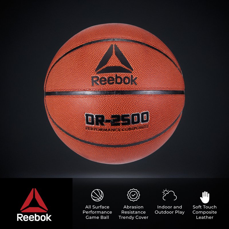 Reebok Size 6 Rubber Basketball for Indoor & Outdoor Play - Includes Pump