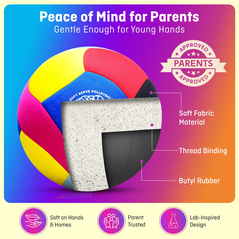 Indoor Volleyball for Kids & Adults - Soft, Padded Safe Play Ball