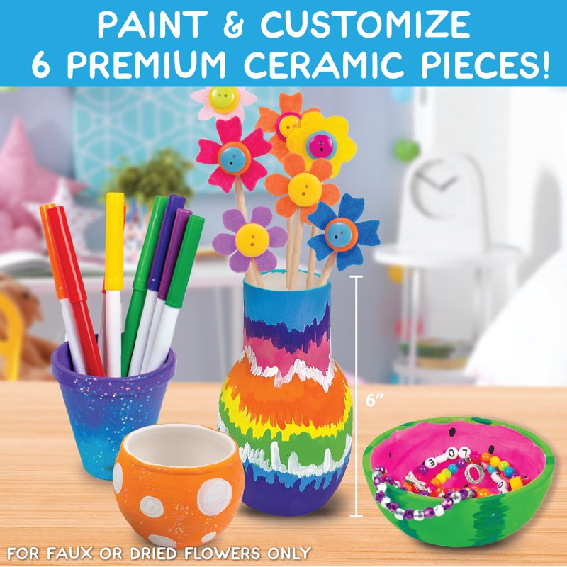 Paint Your Own Ceramic Pottery Art Kit - Includes 4 Projects & Bright Colors