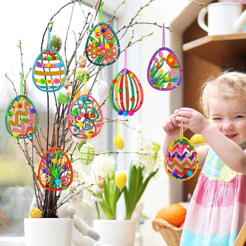 Paintable Wooden Easter Ornaments DIY Craft Kits - Assorted Egg Shapes for Kids & Classroom