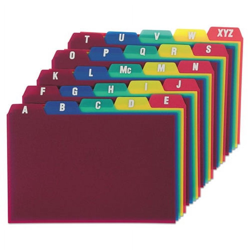 A-Z Card Guides Set with Top Tab Dividers 4x6 Assorted Colors 25/Set