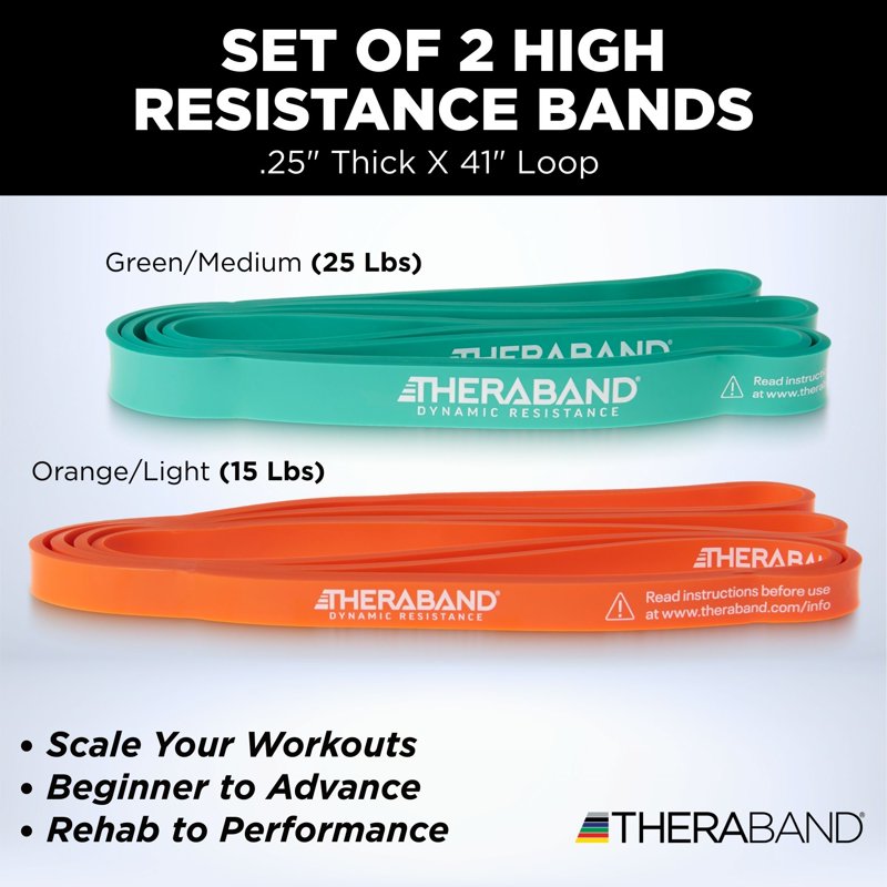 High Resistance Exercise Bands Set of 2 - Light & Medium for Full Body Workouts