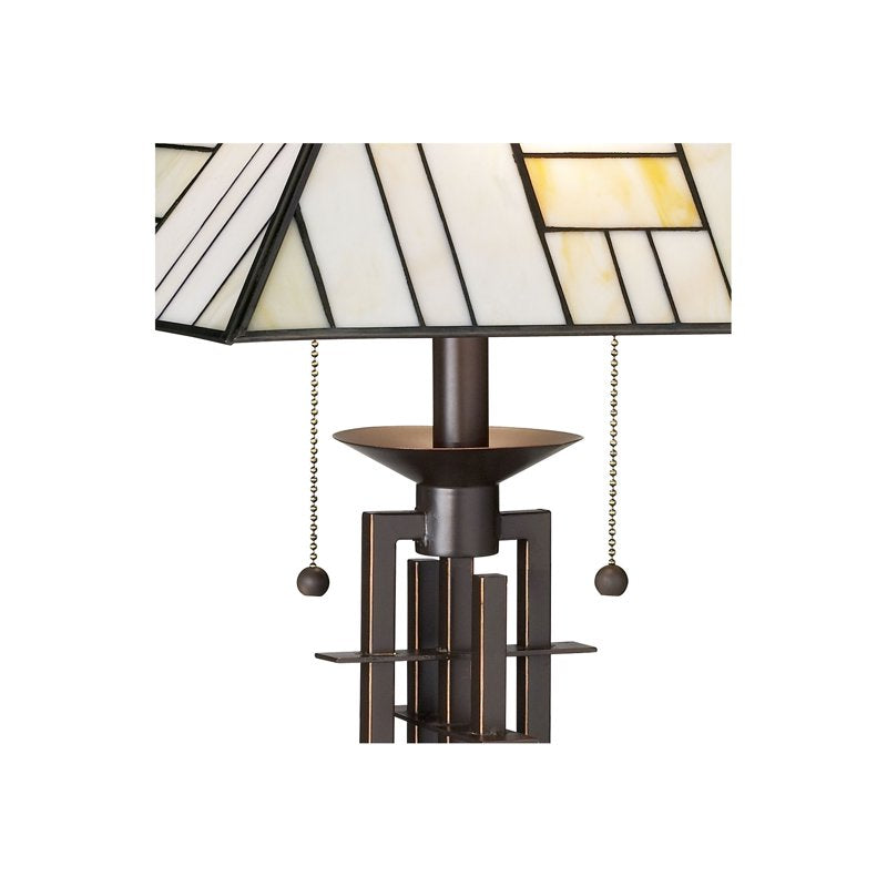 Tiffany Style Table Lamp 26.25" Bronze Wrought Iron Art Deco Bedroom Living Room
