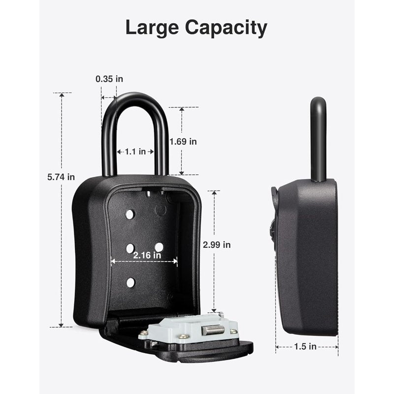 Portable Wall-Mounted Key Lock Box with Combination Code, Weather-Resistant Metal Safe for Home & Office