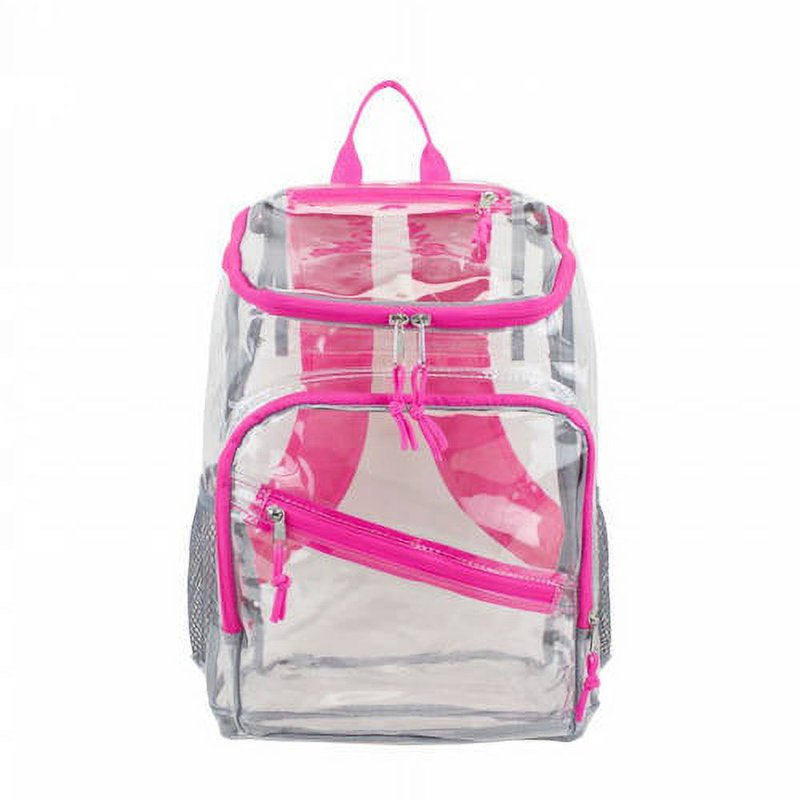 Unisex Clear Top Loader Backpack with Multiple Compartments and Mesh Pockets