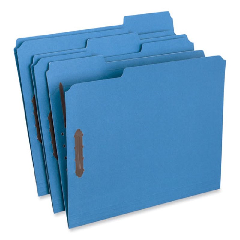 Reinforced Top Tab File Folders with Fasteners - Letter Size, Blue, 50 Pack