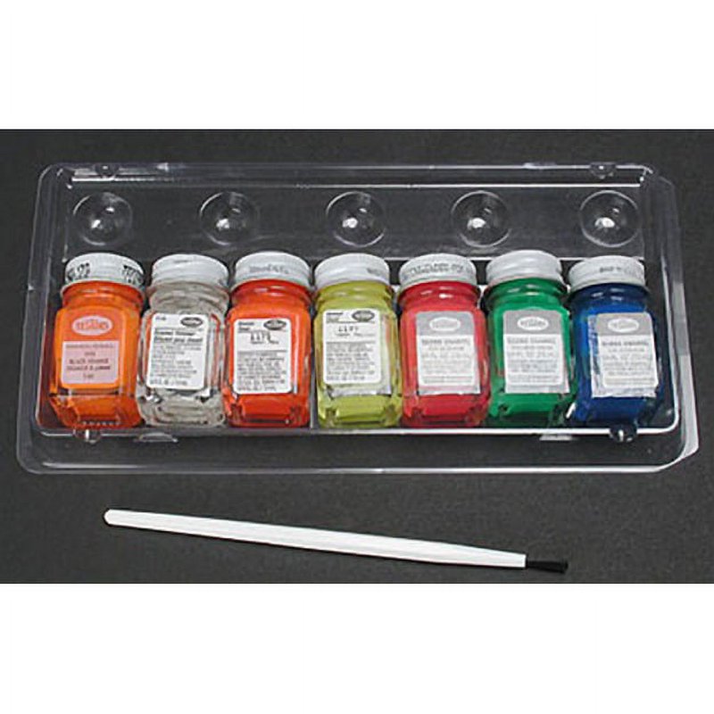 Fluorescent Enamel Paint Set for Crafts & DIY Projects - 6 Colors, 1 Thinner