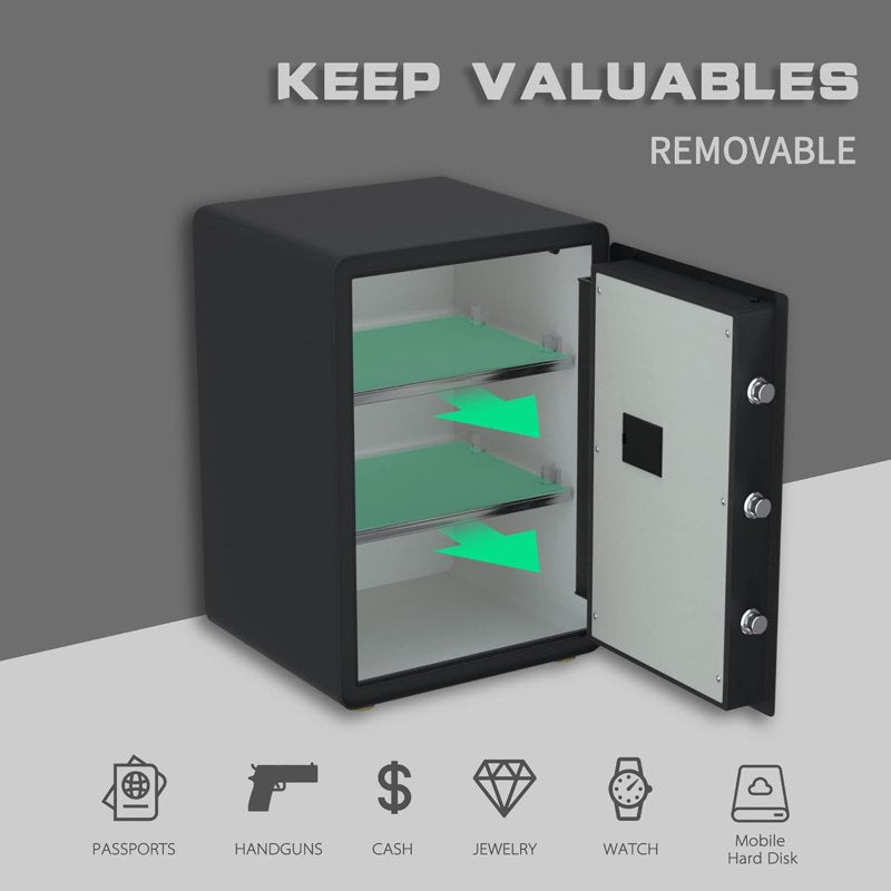 Biometric Fingerprint Safe Box with LED Light and Removable Shelf for Home and Office Security